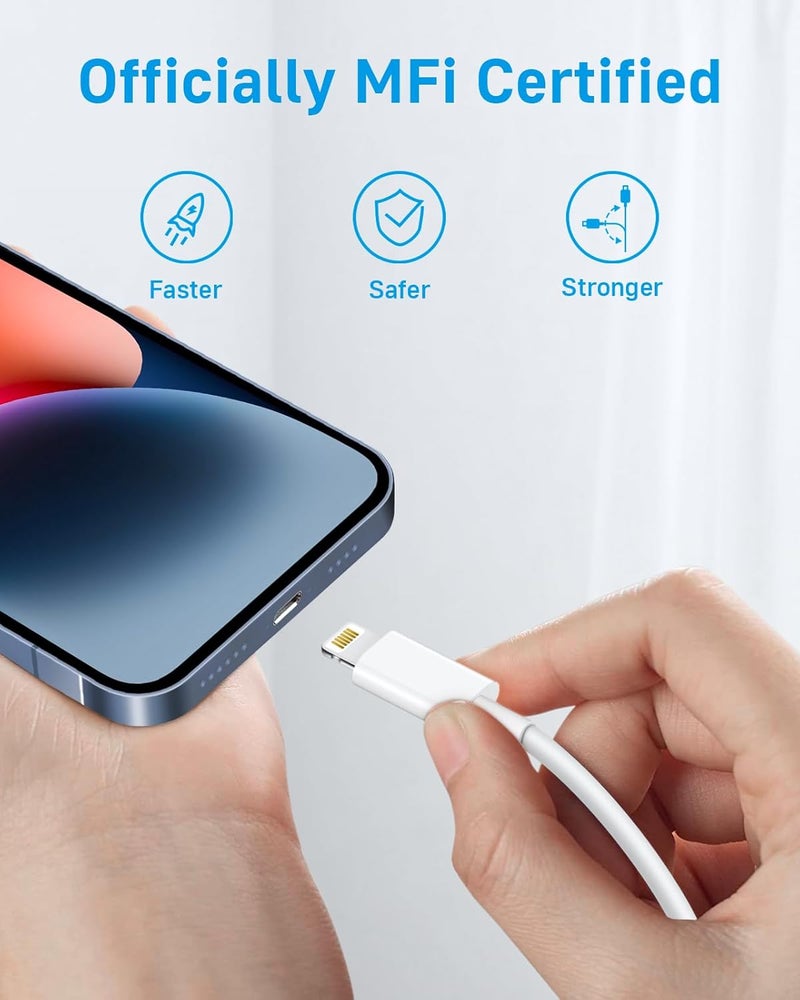 LCXX 10FT Charger for iPhone 20W Fast Charging [MFi Certified, 2-Pack] USB-C PD Block & Extra Long Cable Compatible with iPhone 14/13/12/11/Pro/Plus/Max/Mini/SE, iPad & More - Image 4